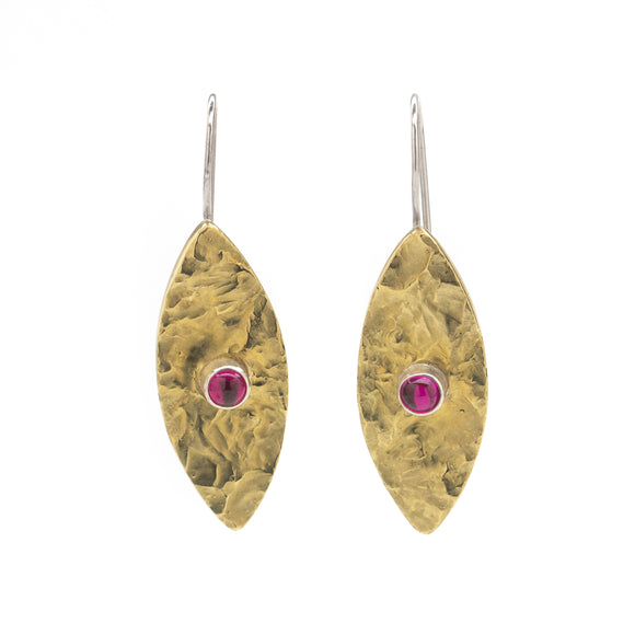 Marquis shape sone texture bronze earrings