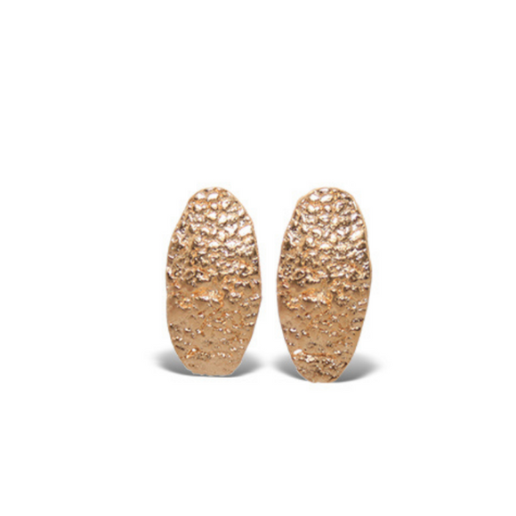 Oval Vermeil Textured Stud Earrings