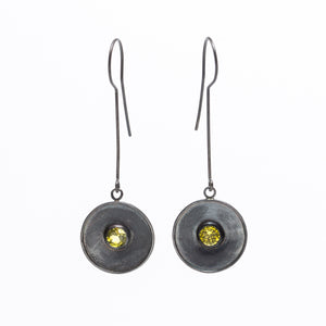 Lemon Quartz Disc Dangle Earrings