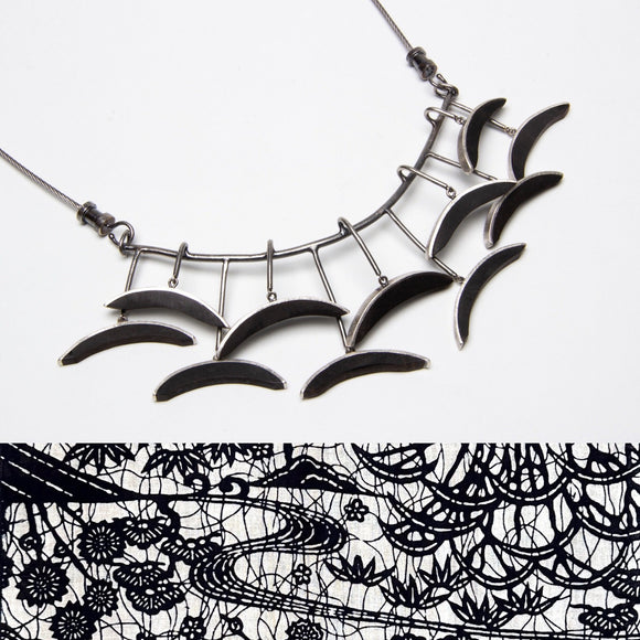 Plethora of Motifs - Leaves of Ebony necklace and earring set