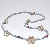 Lilies on Dark Fuschia - Tranquility Neckpiece