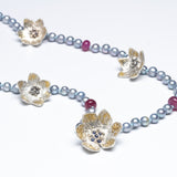 Lilies on Dark Fuschia - Tranquility Neckpiece