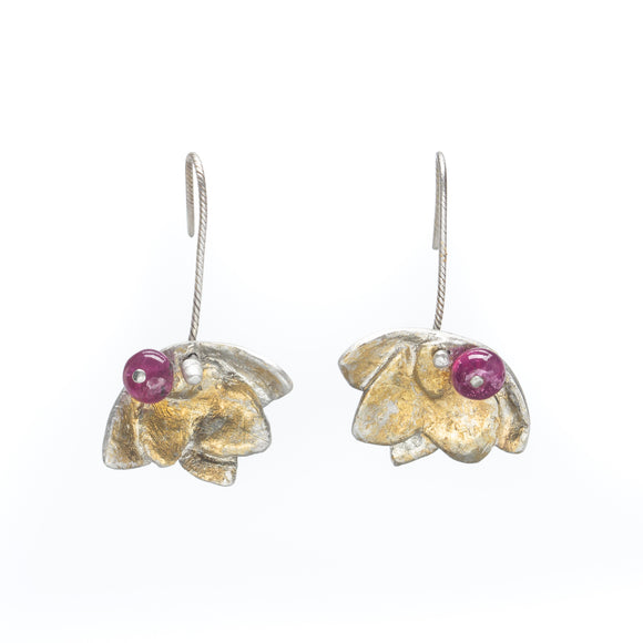 Lilies on Dark Fuschia - Tranquility l Earrings
