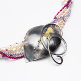 Forest Poppy - Leaf and pearl necklace