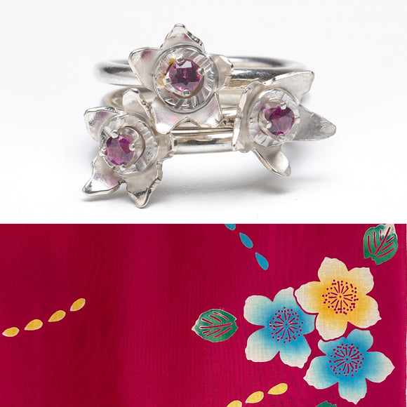 Sakura - Triple Blossom Stacking Rings
