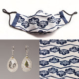 Nancy Hom  - Till I Am One with the Trees and Mountains Mask and mountain Earring Set vintage Japanese cotton