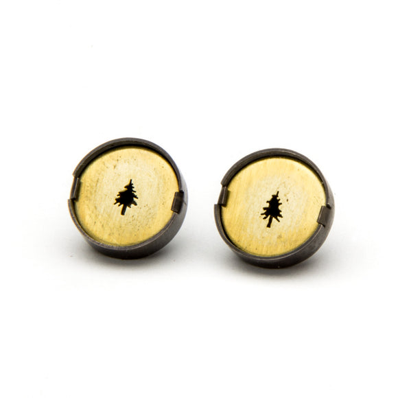 Brass Tree Silhouette Earrings
