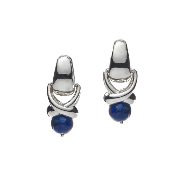 Tiny hoop Scepter Drop earrings with labradorite in sterling silver