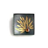 "Lotus Flower Brooch" in Silver with 24k Gold Keum-Boo and Sapphire sterling