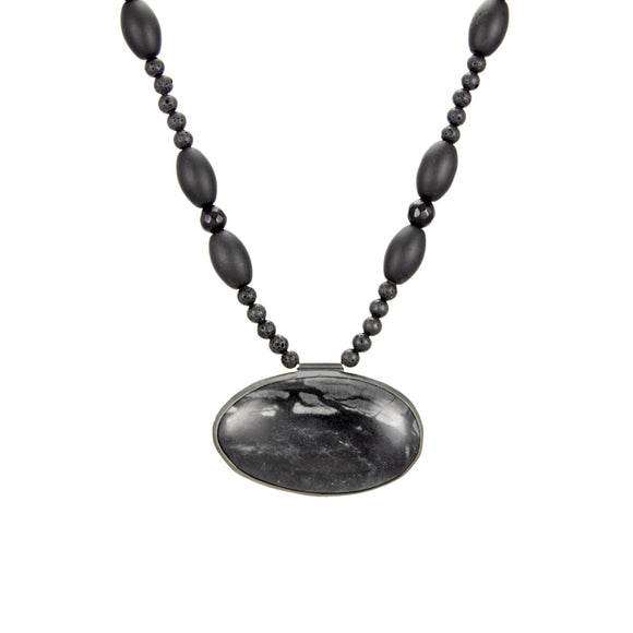 Picasso Jasper and Black Lava Necklace Agate