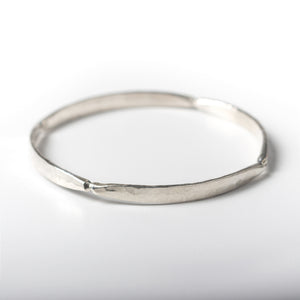 Forged Four Sided Silver Bangle