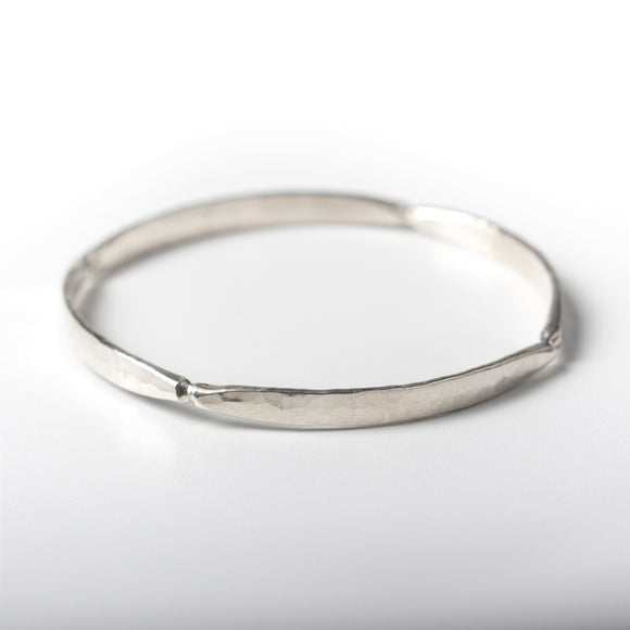 Forged Four Sided Silver Bangle