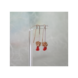 Doodling Flower Drop Earrings with a hint of red