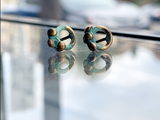 Brass Stud Earrings with Patina