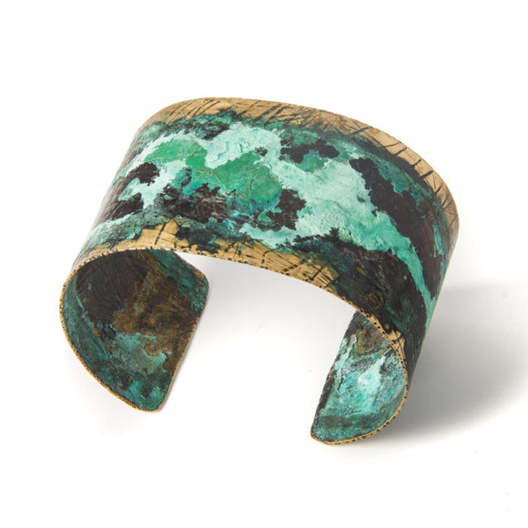 Embossed and Patinated Cuff Bracelet brass