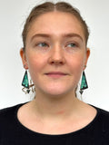 Patinated Double Triangle Earrings