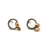 Hammered Silver Circle Earrings with Bronze Seeds
