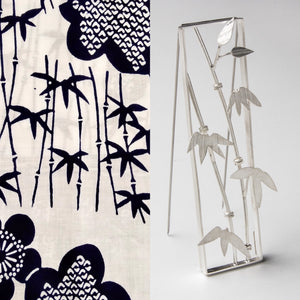 Yuko Tanaka - Mura-take II Yukata Jewelry Show vintage Japanese cotton bamboo silver brooch