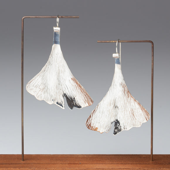 Hammered Ginko Leaf Earrings