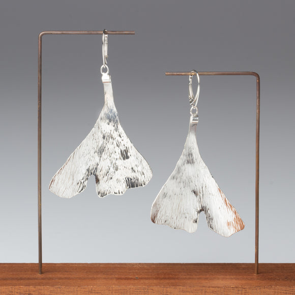 Silver Ginko Leaf Earrings
