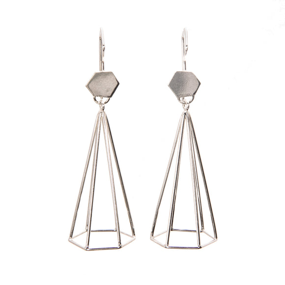 Hex Spire earrings in silver