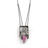 Cobalt Calcite and Reticulated Silver Necklace
