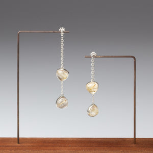 Rutilated Quartz Chain Earrings