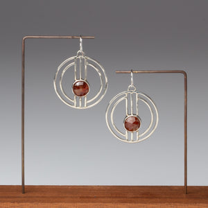 Hessonite and Sterling Deco Earrings
