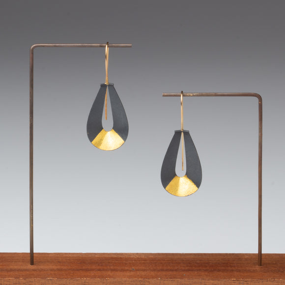 black and gold teardrop earring