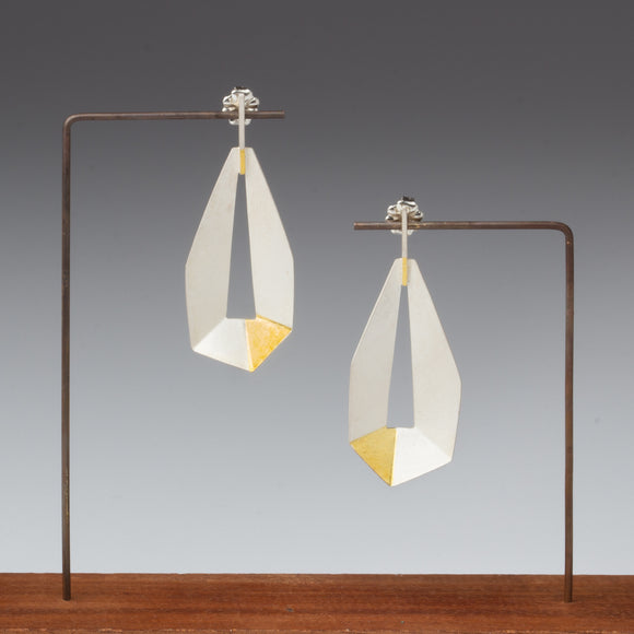 White and Gold Geometric Earrings