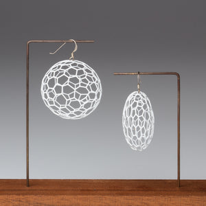 White Powder Coated Round Earrings