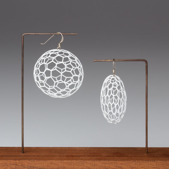 White Powder Coated Round Earrings