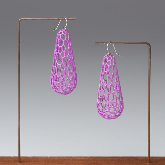 teardrop orchid earrings powdercoat