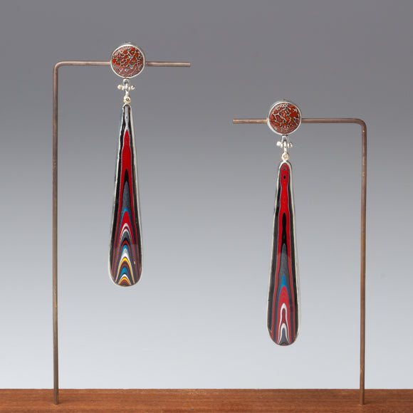 18K, sterling silver, dinosaur bone, Corvette Fordite, diamond