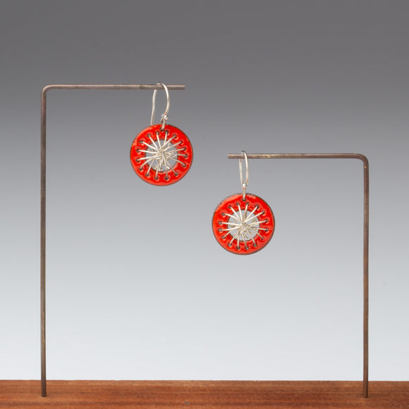 Red Enamel Earrings