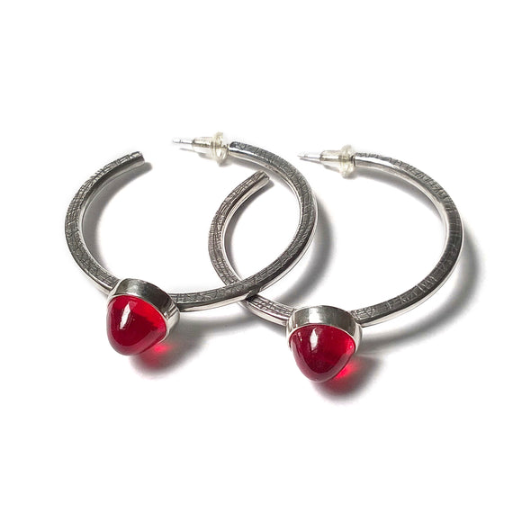 Textured Hoop with Red Glass Ornament