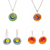 Nested Porcelain Disc Earrings in Yellow and Blues