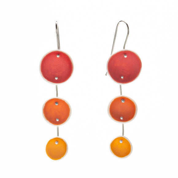 Red and Orange Porcelain Pod Earrings