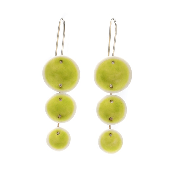 Triple Dangle Earrings with Chartreuse