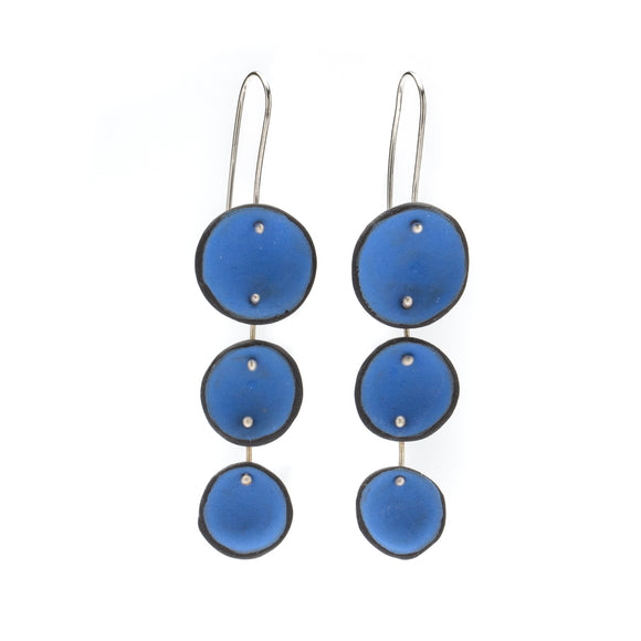 Triple Dangle Earrings with Medium Cobalt