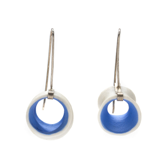 Porcelain Tunnel Earrings in Medium Cobalt