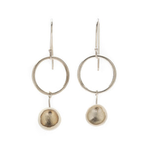 White Porcelain and Silver Dangle Earrings