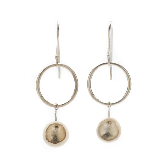 White Porcelain and Silver Dangle Earrings