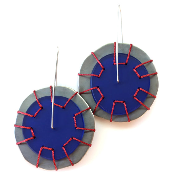 Blue Spinner Earrings