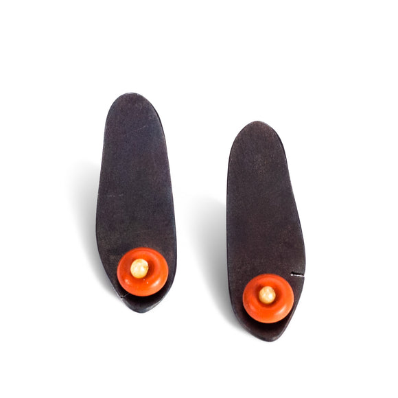 Petal Earrings with Red Silicone, Steel