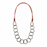 Blackened Steel and Red Silicone Necklace
