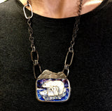 Statemeant2020polar bear necklace  glass enamel, fine silver, sterling silver