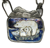 Statemeant2020polar bear necklace  glass enamel, fine silver, sterling silver