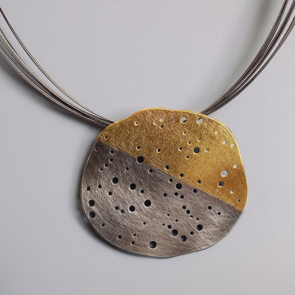 Statemeant2020 sterling silver, fine silver, 24K gold foil