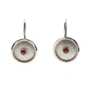 Linen Textured Garnet Earrings